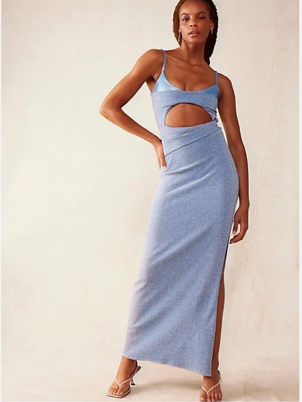 Light Blue Cutout Slip Maxi Dress